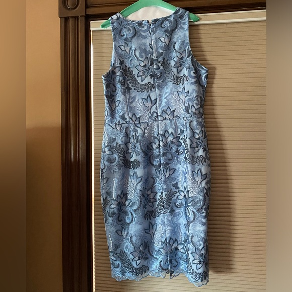 Knee Length Broached Blue Dress - Picture 2 of 5